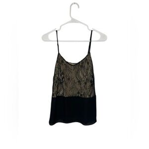 LOFT Black Spaghetti Strap Lace Camisole Top